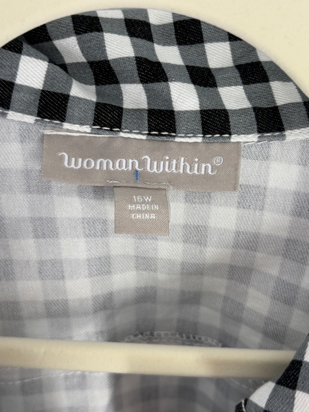 Woman Within Black and White Gingham Jean Jacket - Picture 2 of 6